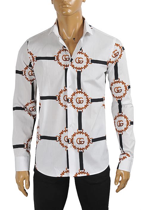 gucci white cotton fitted dress shirt|Gucci dress shirts for men.